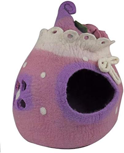 KHUSI Handcrafted Durable Felted Wool Cat Cave Bed - Natural Wool Material Construction Comfortable Stylish Cave Bed for Cat & Kittens - Perfect for Indoor Outdoor Usage - Royal Crown