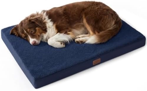 Bedsure Washable Dog Beds Large Sized Dog with Comfy Sherpa, 36x27in Navy