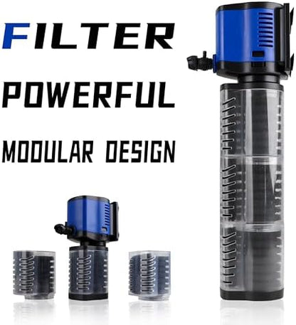 coospider-repta Aquarium Filter for 100-300 Gallons Tank, Powerful 660GPH Internal Fish Tank Filter, Pump Submersible Filter with Sponge for Large Fish Tanks, Turtle Tanks