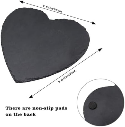 Reptile Basking Platform, 10 × 10 inch Tortoise Rock Plate, Heart Shape Natural Rock Reptile Food Dish, Turtle Feeding Bowl, Habitat Decor for Bearded Dragon Chameleon Frog Lizard Gecko Hermit Crab