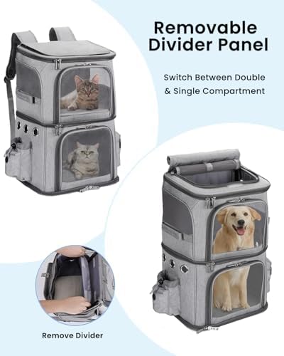 HOVONO Double-Compartment Cat Backpack Carrier for Mulit-Cat Families