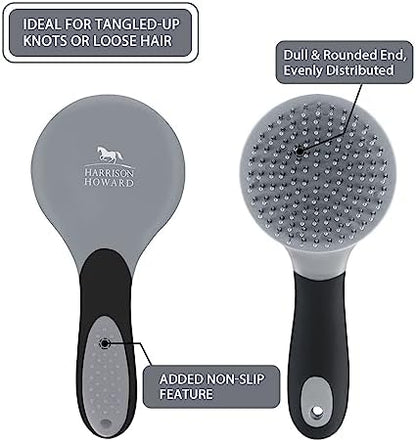 Harrison Howard Horse Mane and Tail Brush - Professional Grooming Brush, Equestrian Detangler, Non-Slip, Black