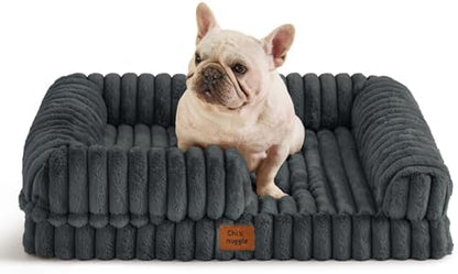 ChiXnuggle Faux Fur Orthopedic Dog Bolster Bed, Waterproof Washable Cover