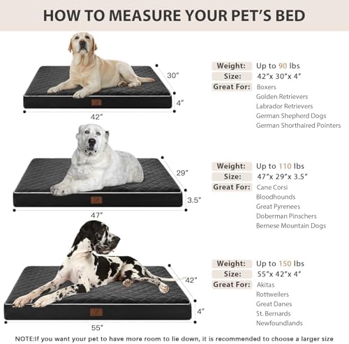 WNPETHOME Orthopedic Waterproof Extra Large Senior Dogs Bed for Comfy Sleep