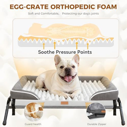 Lekereise Outdoor Elevated Dog Beds for Small Dogs, Portable Indoor & Outdoor Cooling Raised Cot Pet Hammock Bed with Skid-Resistant Feet, Frame with Breathable Mesh