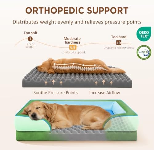 Comfort Expression Orthopedic Dog Bed for Extra Large Dogs with Bolster