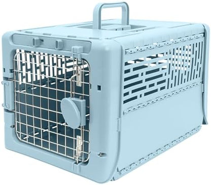 SportPet Designs Collapsible X-Small Pet Travel Carrier (Blue), Hard-Sided Kennel for Small Dogs, Puppies, Cats, Kittens, Animals up to 20lbs, Washable Home & Outdoor Pet Crate, 19.6"L x 13.5"W x 12"H