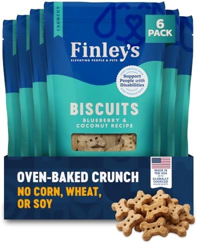 Finley's Crunchy Dog Biscuits, Blueberry Coconut, 12oz, 6 Pack