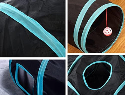 Cat Tunnels, Pet Ferret Rabbit Bunny Tunnels Tubes Subway Habitats, S-Style, DIY Cat Peekaboo Maze House Tent Bed, Kitten Interactive Toy (S Type: 3 Way Tubes)