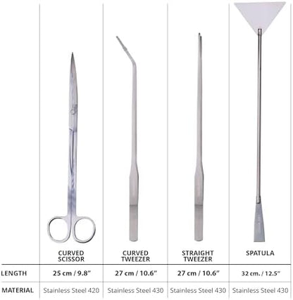 VORESTIC 4Pcs Aquascaping Tools, Stainless Steel Aquarium Tweezers, Scissors and Spatula - Aquascape Tools Set for Trimming, Maintenance