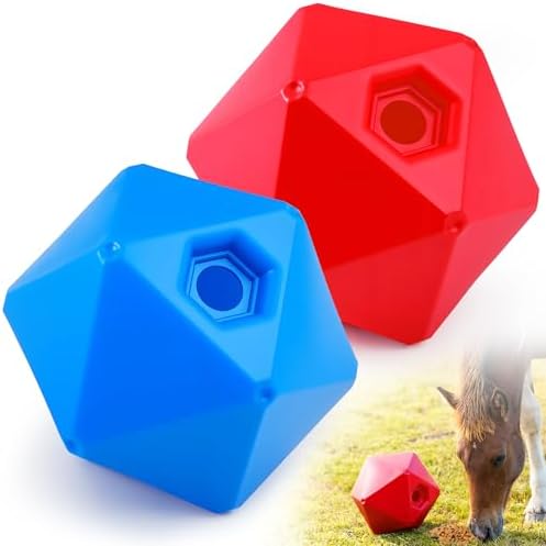 Seenelling 2 Pack Horse Treat Ball, 9" Feeder Toy for Horses, Red Blue