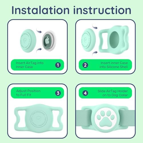 IP68 Waterproof Dog AirTag Holder for Dog Collar, Soft, Stretchy Silicone