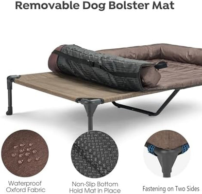 Veehoo Outdoor Elevated Dog Bed with Waterproof Bolster Cushion, Cooling