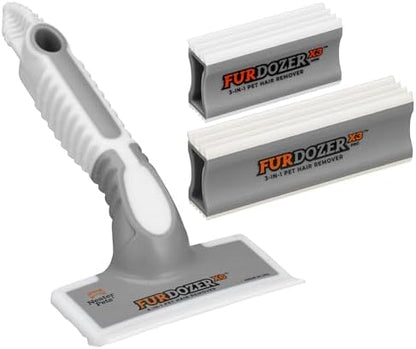 FurDozer Pet Hair Remover & Auto Detailing Tools - Cat & Dog Hair Remover for Carpets, Car Interiors, Couches, Bedding, & Pet Furniture (Gray, (3 Pack) - X6, X3 PRO, X3 MINI)