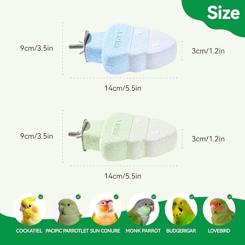 Parrot Perch Nails & Beak/Toe Grinding Stone Bird Perch for Cage 2 Pack