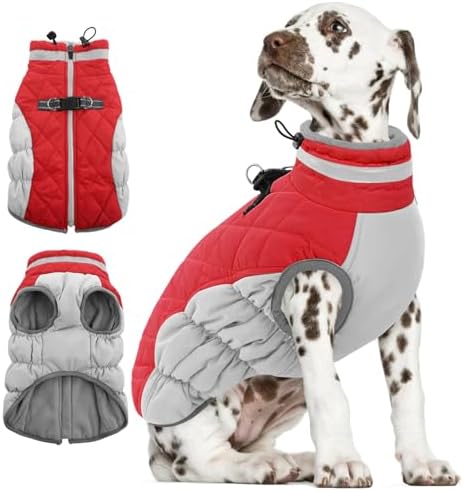AOFITEE Dog Coat for Small Dogs Warm Waterproof Dog Jacket with Harness