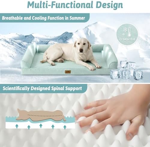 COZY KISS Cooling Dog Bed for Extra Large Dogs, 48" Orthopedic Pet Sofa