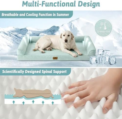 COZY KISS Cooling Dog Bed for Extra Large Dogs, 48" Orthopedic Pet Sofa