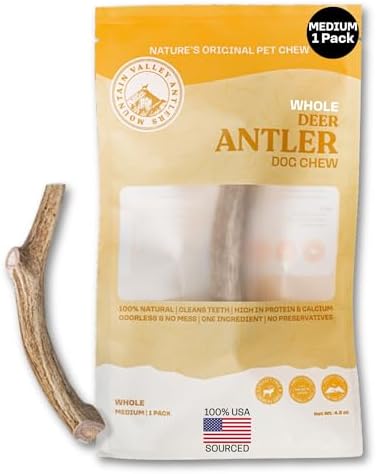 Mountain Valley Deer Antlers for Dogs Organic Chew Whole Dog Antler, Medium