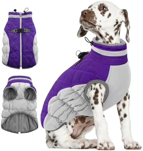 AOFITEE Dog Coat Warm Dog Winter Coat Waterproof Dogs Jacket with Harness
