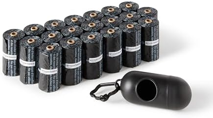Amazon Basics Dog Poop Leak Proof Bags with Dispenser and Leash Clip, Unscented, 13" x 9" Large Size, 300 Count