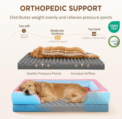 Comfort Expression Orthopedic Dog Bed for Extra Large Dogs with Bolster