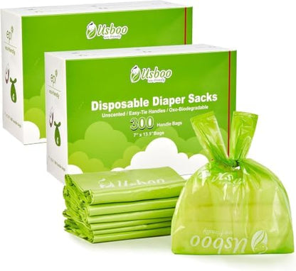 USBOO Disposable Diaper Bags, OXO-Biodegradable, 2 Pack / 600 Count