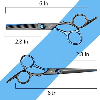 Hair Cutting Scissors Hair Shears Set, Fcysy Professional Barber Shears Thinning Scissors Kit for Haircutting, Hairdressing Shears Salon Accessories for Women Men