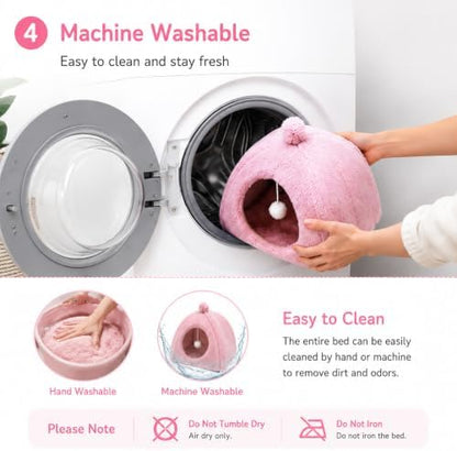 Guinea Pig Bed House Cozy Cave for Hamsters,Hedgehogs Small Rabbits (Pink)