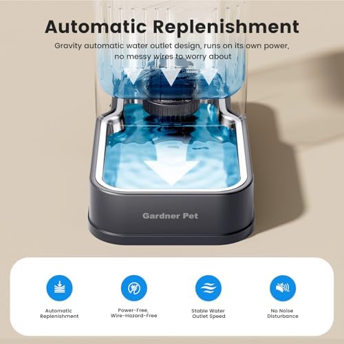 1.7 Gallon Automatic Dog Water Dispenser with Stainless Steel Bowl