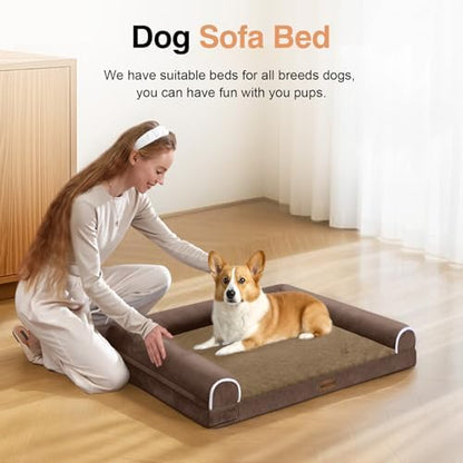 NANUYA Orthopedic Dog Bed for Medium Dogs, 30 x 20 Inch, Brown