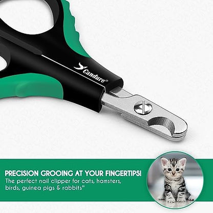Candure Cat Nail Clippers for Indoor Cats, Rabbits, Hamsters, Birds with Precise Angled Edges to Ensure Easy & Safe Trimming Stainless Steel Cat Nail Trimmer for At-Home Cat Grooming
