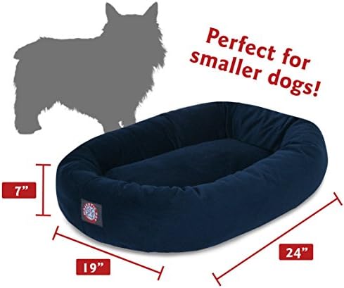 Majestic Pet Suede Calming Dog Bed, 24 Inch Small, Round, Washable, Navy