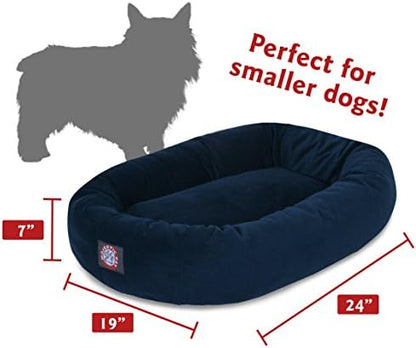 Majestic Pet Suede Calming Dog Bed, 24 Inch Small, Round, Washable, Navy