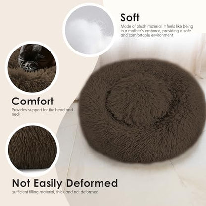 Hoewina Dog & Cat Bed, 20in Cat Beds for Indoor Cats (Coffee)