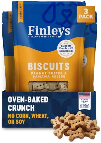 Finley's Crunchy Dog Biscuits, Peanut Butter Banana, 12oz, 3 Pack
