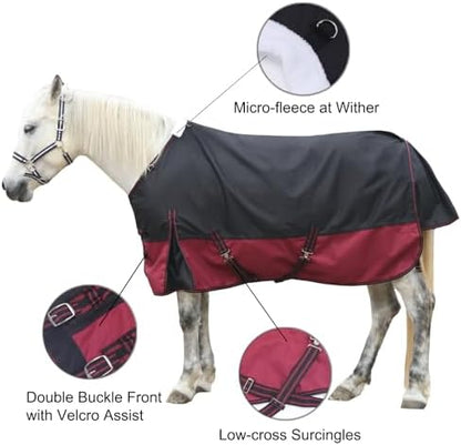 1200D Horse Blanket, 0g No-Fill Waterproof Turnout Rain Sheet