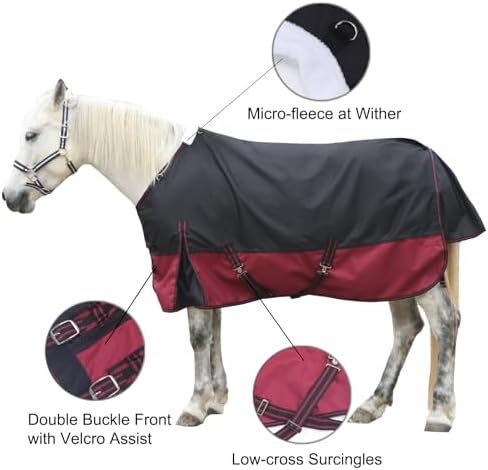 1200D Horse Blanket, 0g No-Fill Waterproof Turnout Rain Sheet