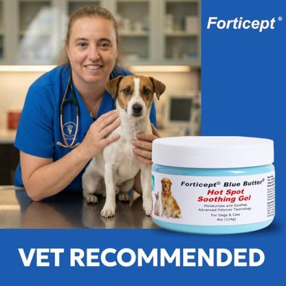 Forticept Blue Butter – Hot Spot Treatment for Dogs Cats | Dog Cat Wound Care | Skin Yeast Infections, Ringworm, Cuts, Rashes, First Aid Veterinary Strength Anti Itch Cream 4oz