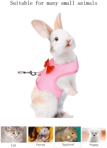Rabbit Leash and Harness Set for Walking Escape Proof,Pink S