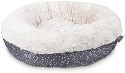 Fringe Studio Beans Charcoal Small Circle Pet Bed 18"- Poly Filled with Faux Fur Interior - Machine Washable