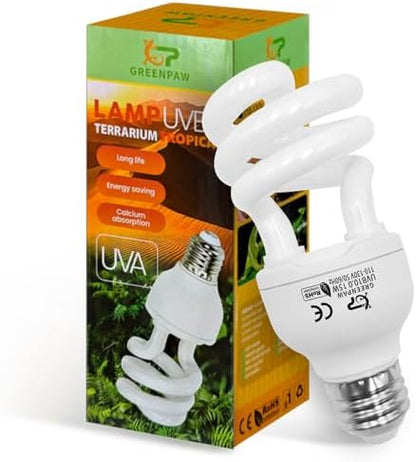 UVB Reptile Light, 10.0 15W UVA UVB Light for Reptiles, Spiral Compact Fluorescent UVB Bulb for Bearded Dragons Tortoise Lizards and Snakes