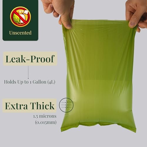Dog Poop Bags — Unscented, Thick 15 Micron Leak-Proof Pet Waste Bags, 120 Count (8 Rolls) 9 x 13 in Refill Rolls with Easy Tear-Off Perforation & Recyclable Core
