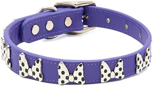 Buckle-Down Dog Collar, Disney, Minnie Mouse Bow with Dots Charms, Small 8 to 12 Inch Length 0.5 Inches Wide