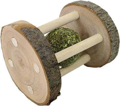 Hamster Rabbit Chew Toy Natural Wooden Play Toy, Wood Teeth Care Molar Ball Grinding Toy with Bell for Parrot, Rabbit, Chinchilla, Molar BallHamster Small Animals Toys Pet Supplies