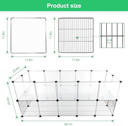 Indoor DIY Rabbit Playpen, 28-Panel Expandable Small Animal Fence