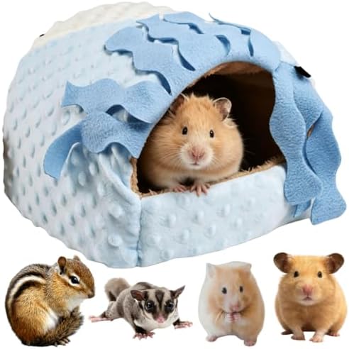 Small Pet Hideout No Bottom Guinea Pig Rabbit Cave Toilet Cover (Blue,Small)