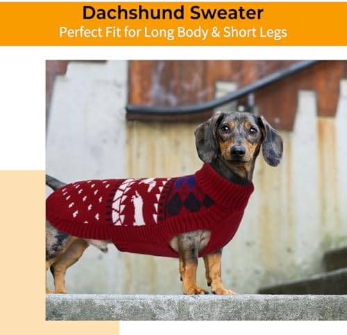 Lelepet Dachshund Sweater Turtleneck Dog Sweaters for Small Dogs (XS-XL)