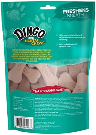 Dingo Mini Dental Chews Dog Treats With Real Chicken For Small Dogs, 24 Ct