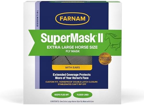 Farnam SuperMask II Horse Fly Mask Basic, Protects Eyes, Large Size